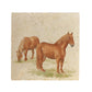 A large square multipurpose marble platter, featuring a watercolour design of two Suffolk Punch horses in a field.