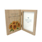 Memorial Solid Oak Photo Frame, personalise with your own message or select from our drop down selection. handmade watercolour paintings, this design features a bunch of sunflowers
