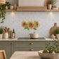 Hand-finished marble mural inspired by the English rural landscape featuring Sunflowers