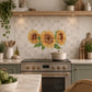 Hand-finished marble mural inspired by the English rural landscape featuring Sunflowers