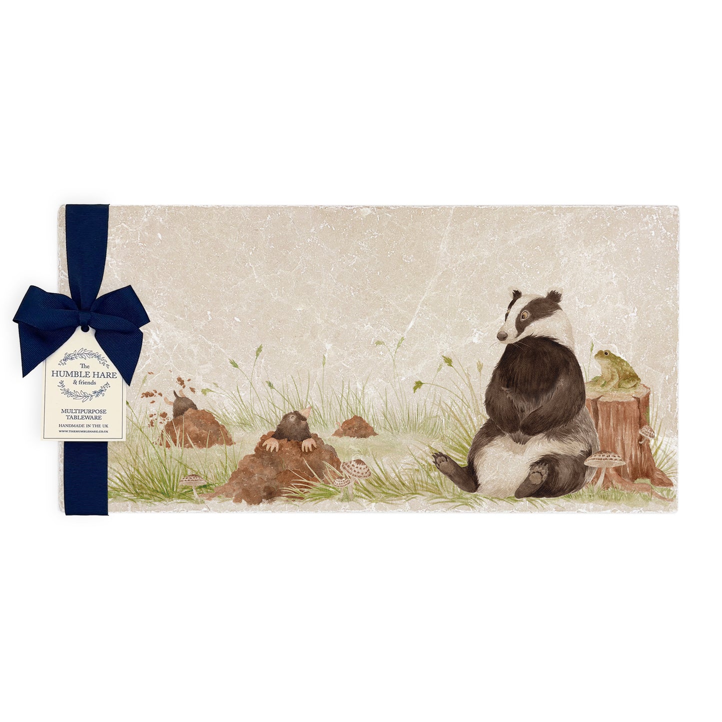 natural stone featuring a badger, mole and a toad. The perfect centre for any home 