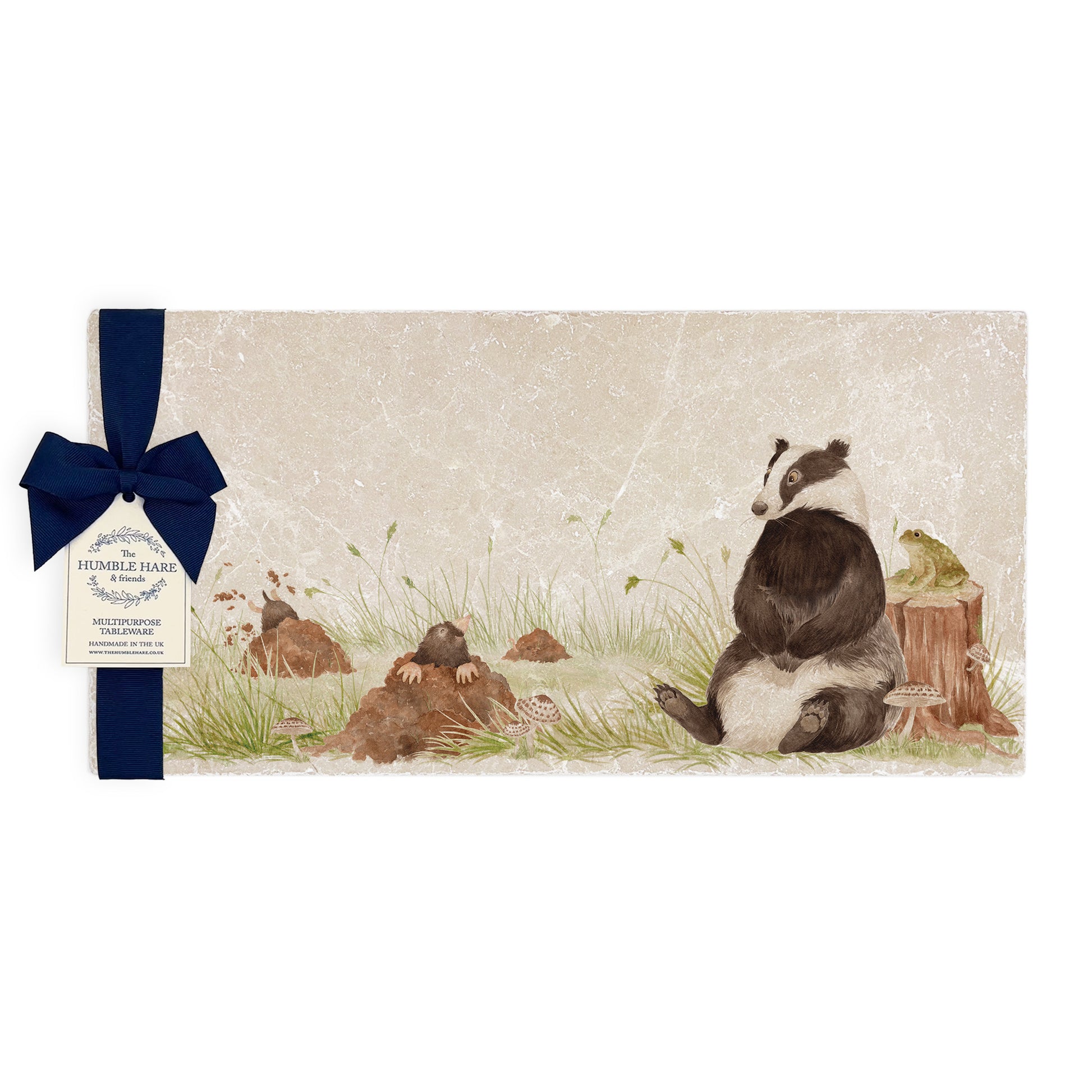 natural stone featuring a badger, mole and a toad. The perfect centre for any home 