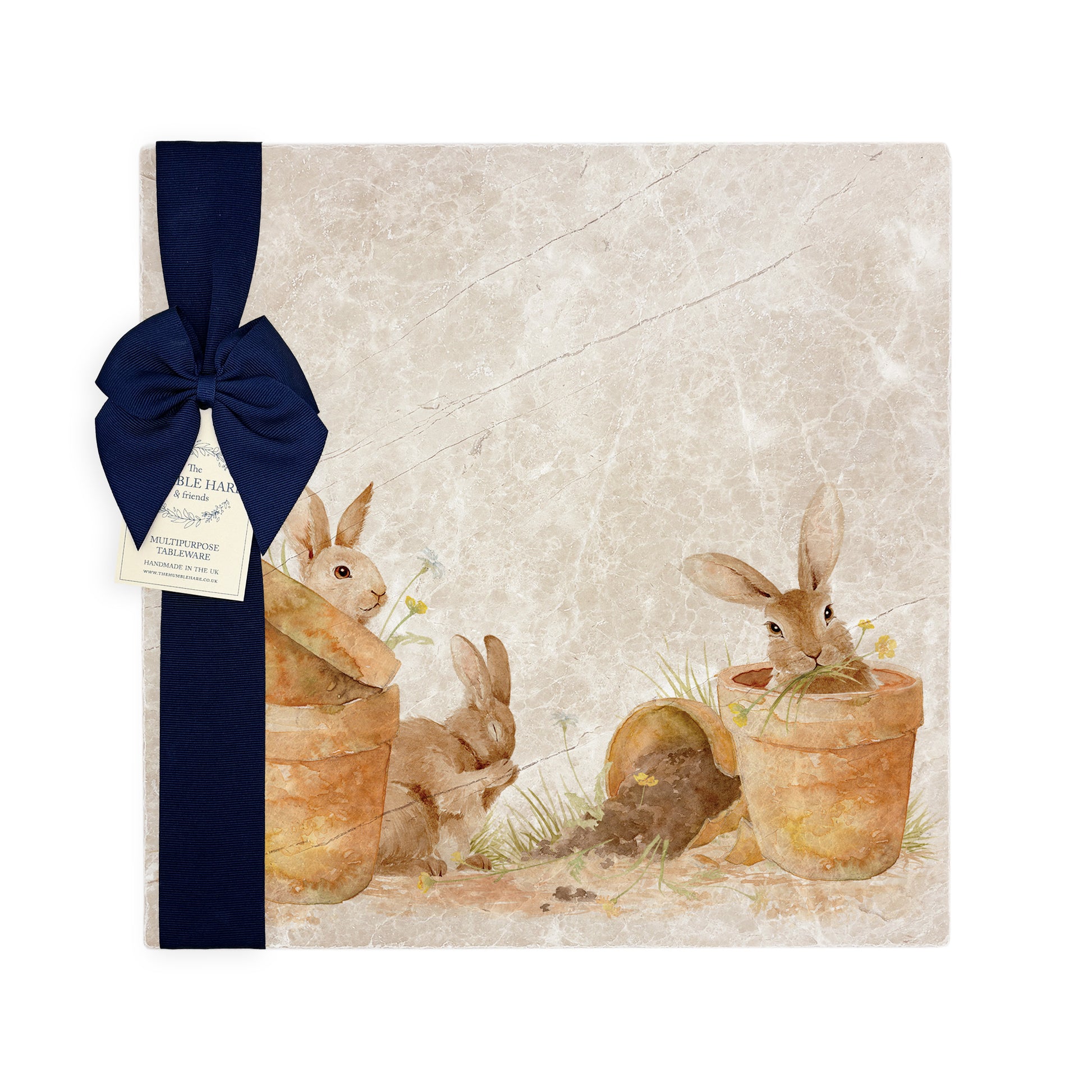 This design features our cheeky bunny rabbits hiding and nibbling away in pots. The perfect gift for the bunny lover. 