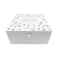 White Square personalised Wooden box with a decorative lid featuring illustrations of Busy Bees in Lavender bee Perfect funeral memory keepsake box, for storing ashes, order of service, flowers and capturing your loved ones things in one place.