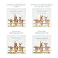 White Square personalised Wooden box with a decorative lid featuring illustrations of Donkeys and a little Robin lined up along a fence line. Perfect funeral memory keepsake box, for storing ashes, order of service, flowers and capturing your loved ones things in one place