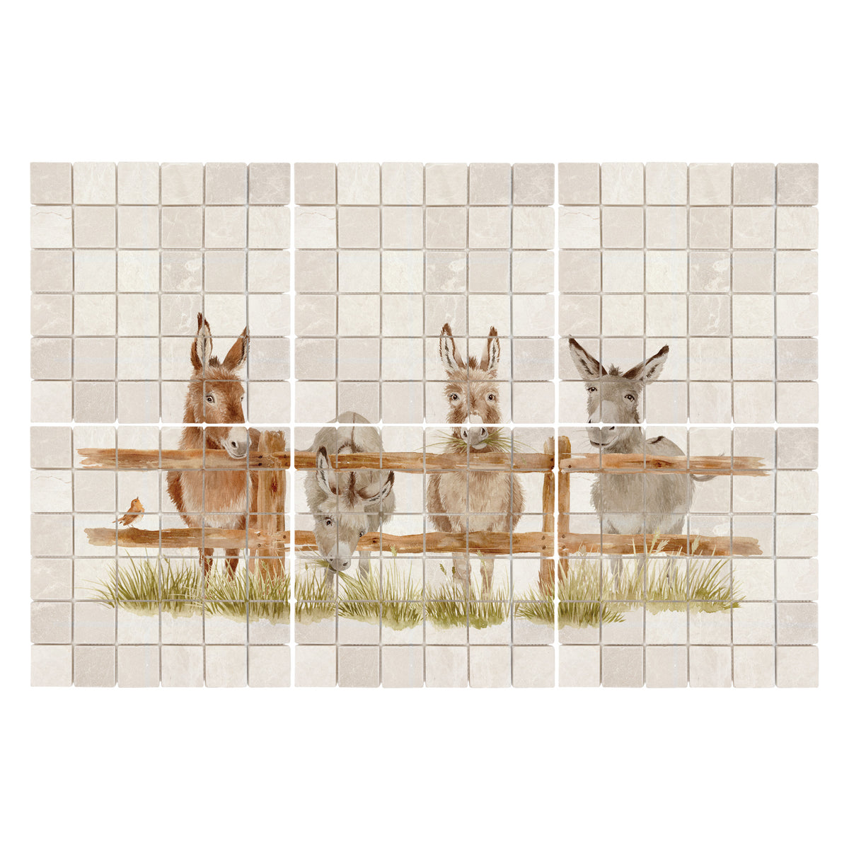 Decorative Donkey marble statement Watercolour mural inspired by the Great British countryside