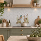 Luxury marble kitchen marble mural featuring a picturesque British countryside landscape, featuring Mallards