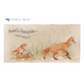 A personalised rectangular marble sharing platter featuring a fox design. The example personalised dark blue text reads 'Mum's Favourite... A nice cold G&T!' in an elegant script font.