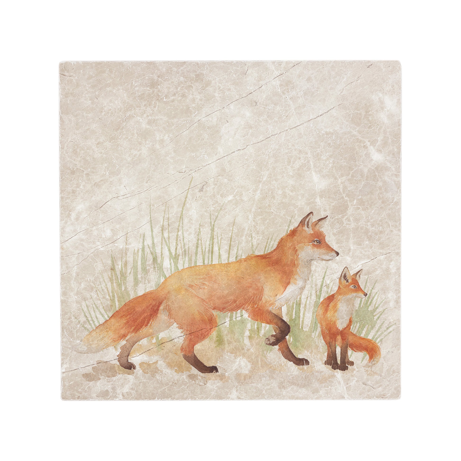 The Fox and Cub on an adventure to find their den, the perfect wall tile for your own den!