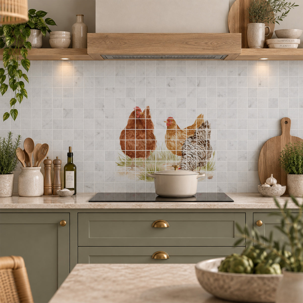 Handcrafted decorative marble mural inspired by the beauty of the British countryside