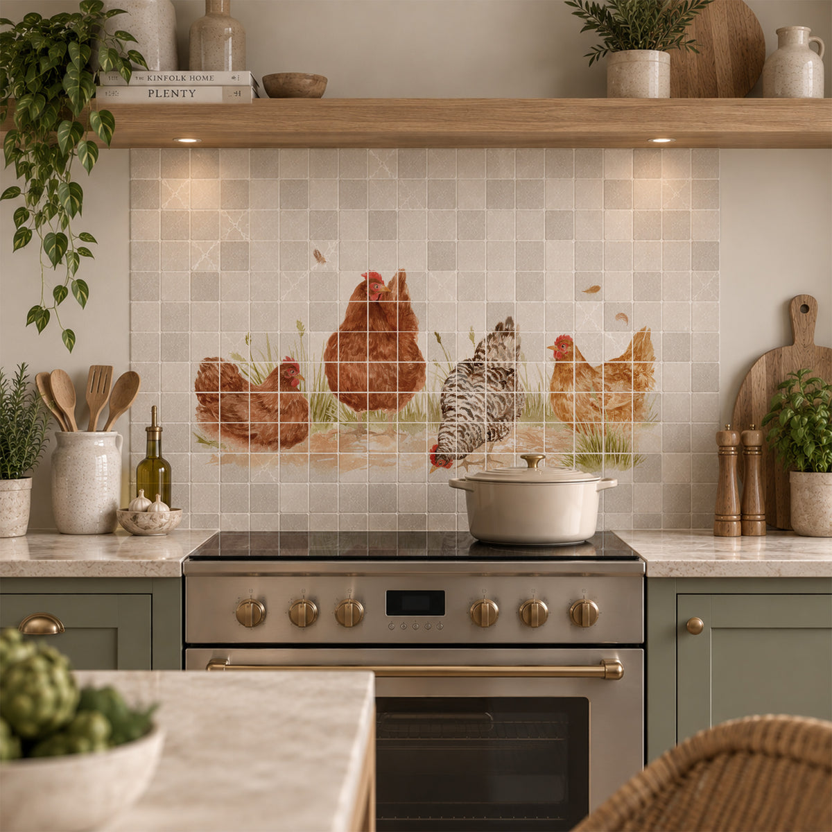 Handcrafted decorative marble mural inspired by the beauty of the British countryside