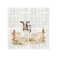 Statement marble mural depicting an idyllic Great British countryside scene. Farmyard scene, with a sheep, horse, donkey, cow, chicken, pig