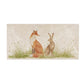 A 20 x 40cm handmade cream grey marble splashback tile featuring a watercolour fox and hare design. 