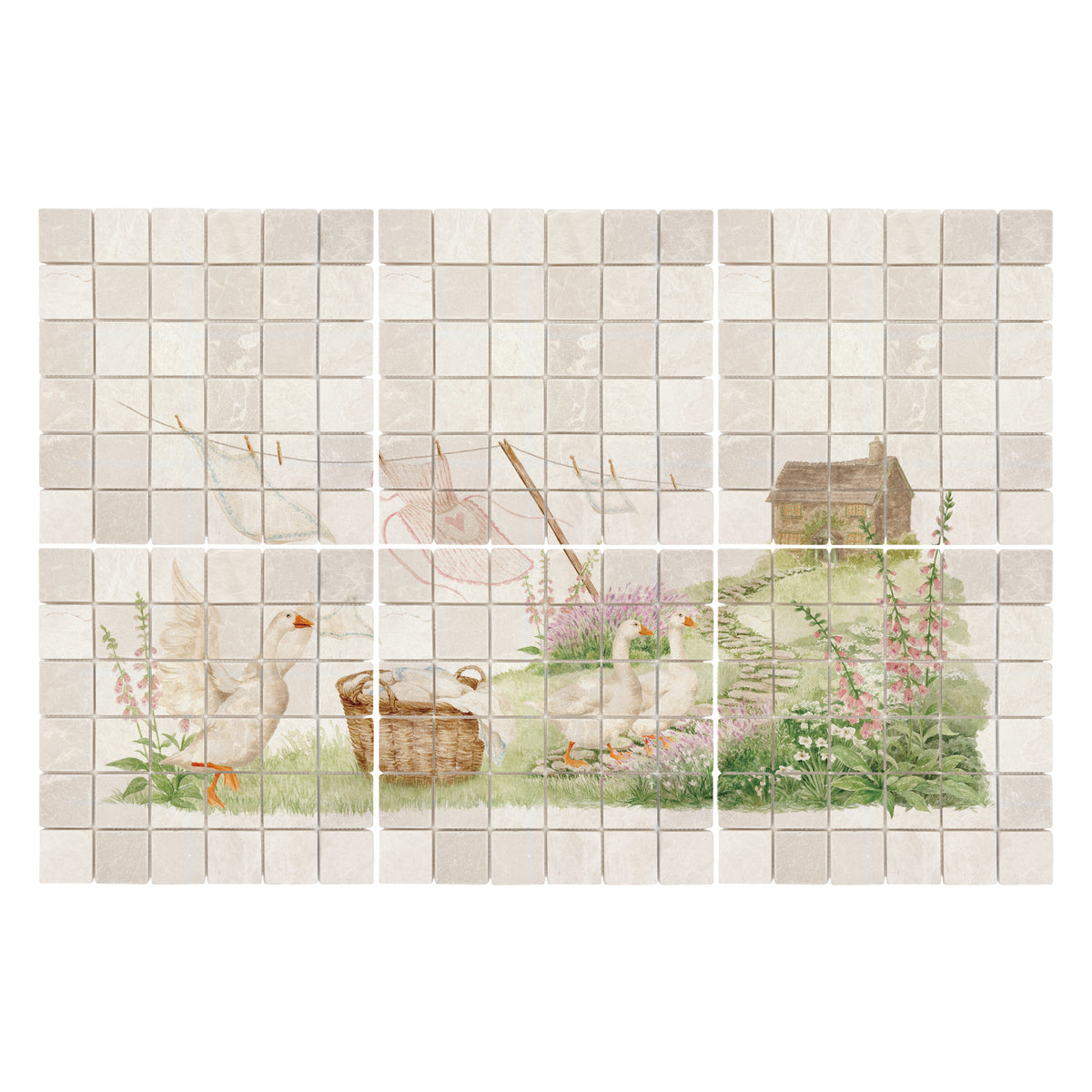 Elegant marble wall mural inspired by rolling British countryside landscapes