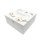 White Square personalised Wooden box with a decorative lid featuring illustrations of Garden Birds on Branches Perfect funeral memory keepsake box, for storing ashes, order of service, flowers and capturing your loved ones things in one place.