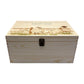 Wooden box with a lid featuring an illustration of a sheep on a wooden background Perfect funeral memory keepsake box, for storing ashes, order of service, flowers, pictures. 