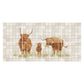 Premium marble Highland Cow mural featuring a tranquil countryside scene inspired by great British countryside.
