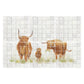 Premium marble Highland Cow mural featuring a tranquil countryside scene inspired by great British countryside.