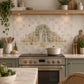 Traditional British countryside scene featured on an elegant decorative marble mural