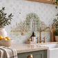 Traditional British countryside scene featured on an elegant decorative marble mural