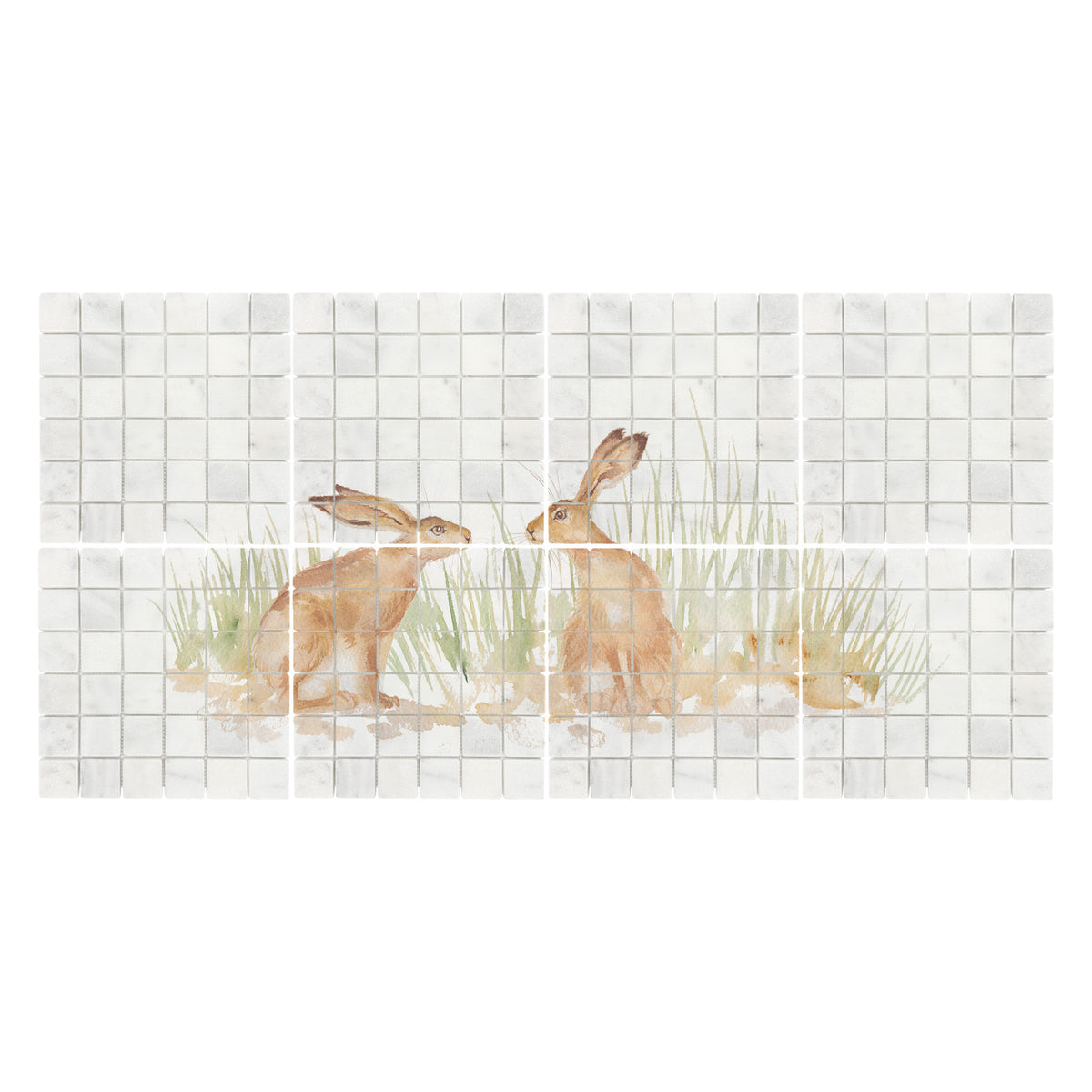 Bespoke Hare statement marble mural bringing the beauty of the British countryside indoors