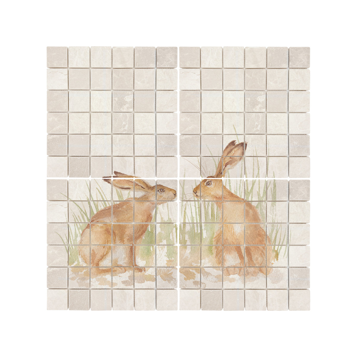 Bespoke Hare statement marble mural bringing the beauty of the British countryside indoors