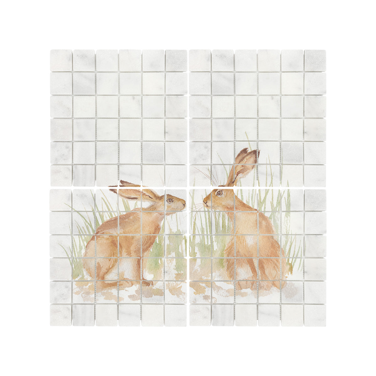 Bespoke Hare statement marble mural bringing the beauty of the British countryside indoors