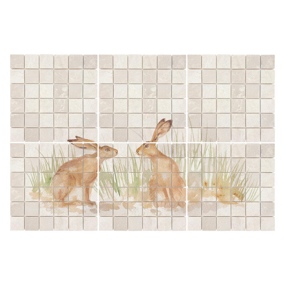Bespoke Hare statement marble mural bringing the beauty of the British countryside indoors