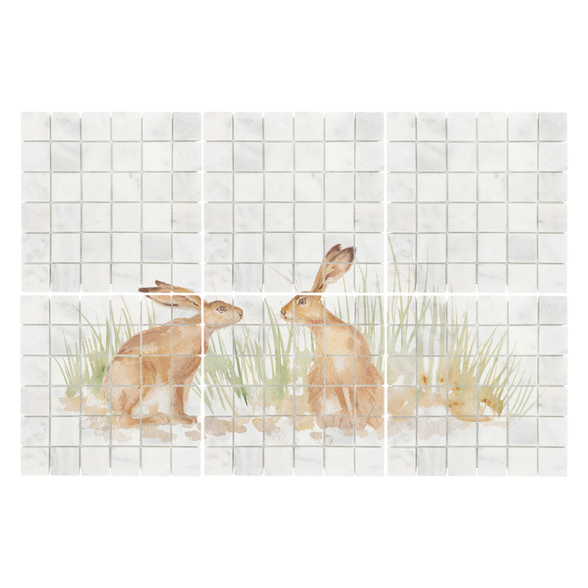 Bespoke Hare statement marble mural bringing the beauty of the British countryside indoors