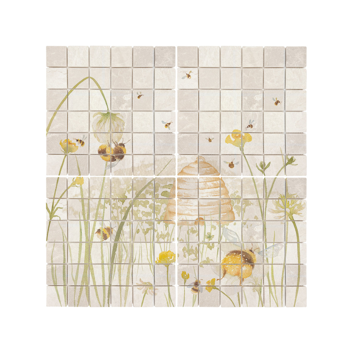 Luxury decorative tiles featuring a serene British countryside landscape