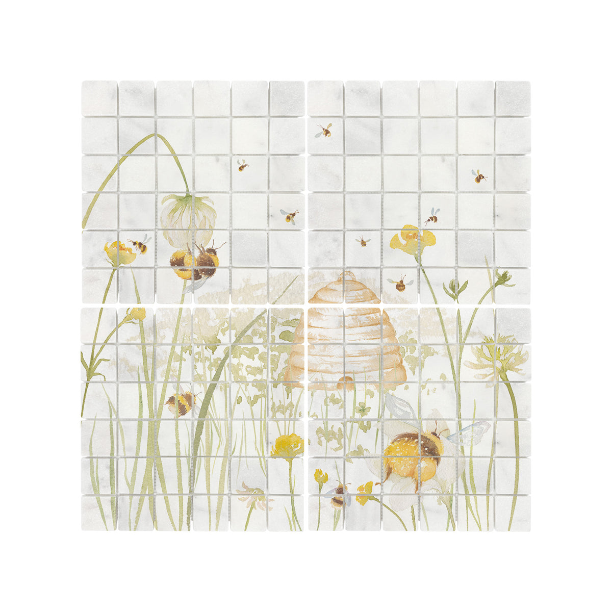 Luxury decorative tiles featuring a serene British countryside landscape