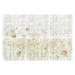 A six-panel mosaic tile wall mural featuring a delicate watercolour-style illustration of wildflowers, bees, and a beehive on a white and light grey tile grid background.
