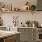 Hand-finished kitchen watercolour wall mural inspired by quintessential English countryside
