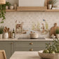 Bespoke decorative kitchen tiles featuring a traditional English countryside scene an otter and kingfisher 