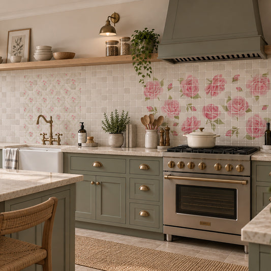 Premium countryside-inspired wall art designed for a luxury kitchen interior
