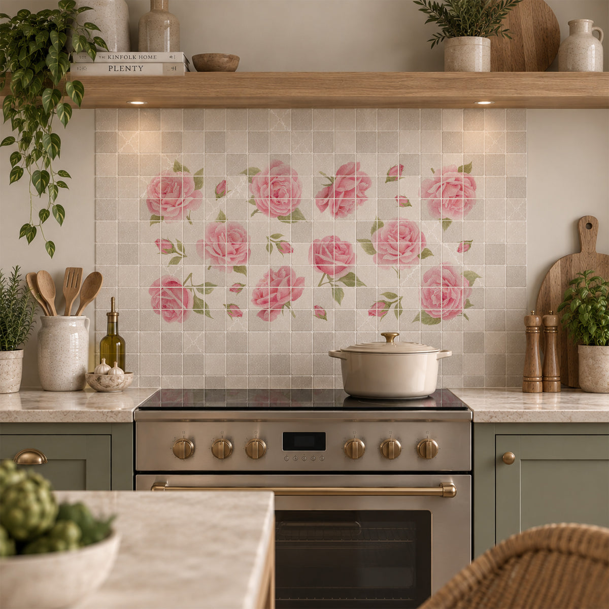 Premium countryside-inspired wall art designed for a luxury kitchen interior