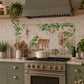 Elegant countryside artwork designed as a luxury kitchen splashback, with rainforest animals featuring as the centrepiece 