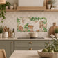 Elegant countryside artwork designed as a luxury kitchen splashback, with rainforest animals featuring as the centrepiece 