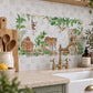 Elegant countryside artwork designed as a luxury kitchen splashback, with rainforest animals featuring as the centrepiece 