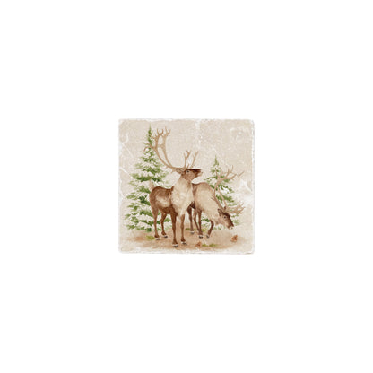 A group of Reindeer resting surrounded by snowy pine trees. The perfect centrepiece for a show stopping Kitchen Renovation 