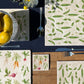 The Vegetable Garden coasters set of 4 featuring watercolour Carrots, Radish, Runner Beans, Beetroot and Parsnips 