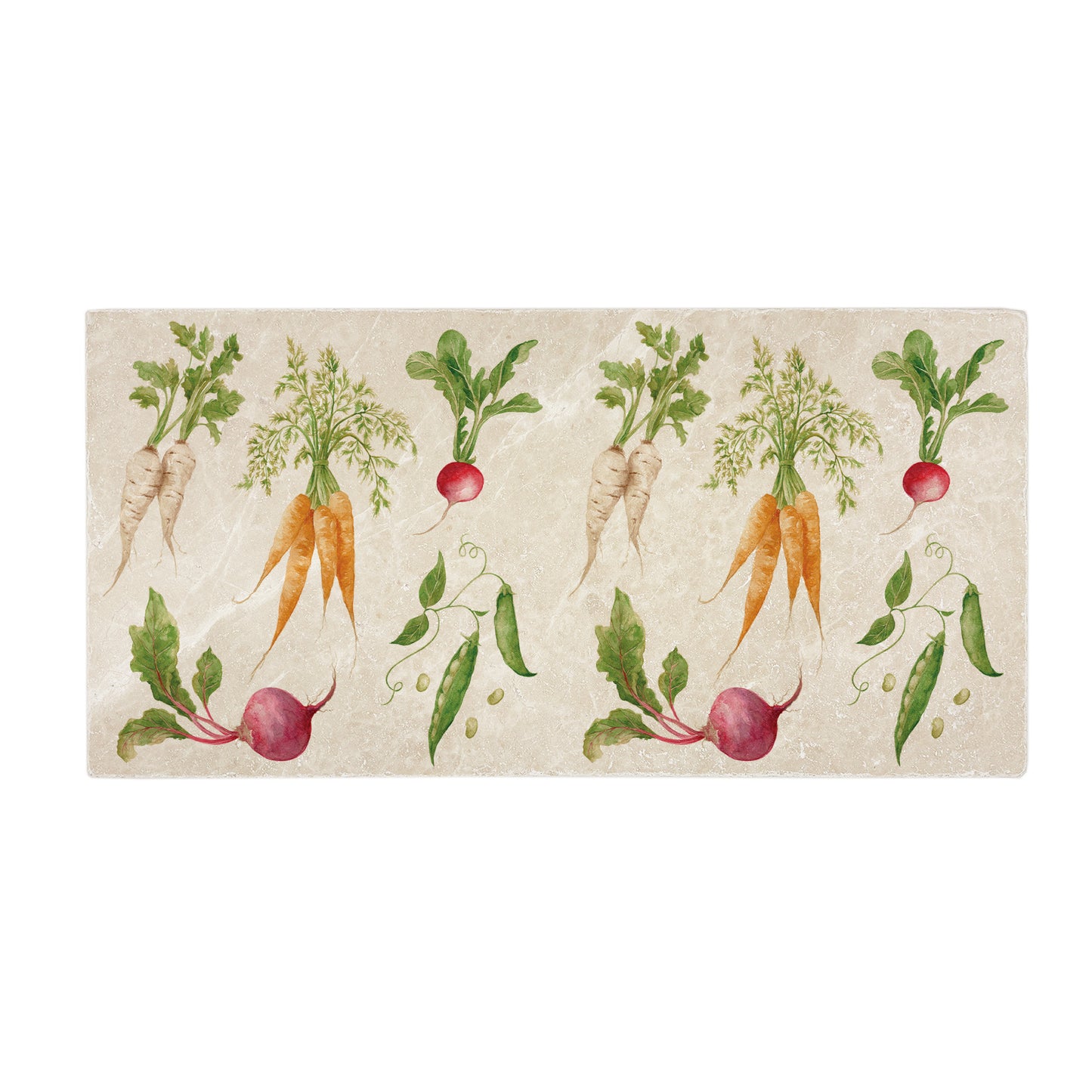 Watercolour Vegetables, Carrots, Beetroot, Runner Beans, Radish and Parsnip. The perfect way to add a splash of colour to the kitchen 