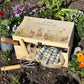 Large wooden pine gift box, The perfect Personalised keepsake, memory box, storage box with lots of Bunnies having fun in an array of colourful flowers in a classic  gentle watercolour style. Great for storing your gardening tools and small equipment in