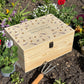 Large wooden pine gift box, The perfect Personalised keepsake, memory box, storage box with a gentle watercolour Lavender and Bees. The perfect keepsake memory box. Personalise with your favourite phrase or quote.