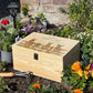 Large wooden pine gift box, The perfect Personalised keepsake, multipurpose, memory box, storage box with a group of Donkey's lined up at a fence with a robin sat on the edge.  The design  features our classic gentle watercolour style. The best was to offer a truly unique gift for a loved one. 