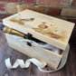 Large wooden pine memory/wedding/anniversary gift box featuring a dreamy watercolour illustration of two ducks side-by-side, perfect for celebrating a lasting bond.  Just some examples of how you can create a special gift or that special occasion. 
