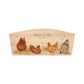 An arched wooden planter box with a watercolour design of a flock of hens pecking in the farmyard. The planter is an ideal gift for gardening enthusiasts, and can be personalised with a selection of phrases and custom names, dates and house number or name.