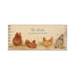 A rectangle wooden planter box with a watercolour design of a flock of hens pecking in the grass in the farmyard. The planter can be personalised with custom names, address for new home gifts, anniversary dates for newlyweds and wedding fits, and more.