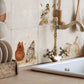 3 fat hens gossiping on the farm, the perfect watercolour wall tile. 