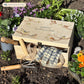 Large wooden pine gift box, The perfect Personalised keepsake, memory box, storage box. This design features a wren, Robin, Wagtail, blue tit, sparrow and chaffinch on branches. The stunning design is in a classic  gentle watercolour style. great for storing garden seeds, tools, twine and bits and bobs